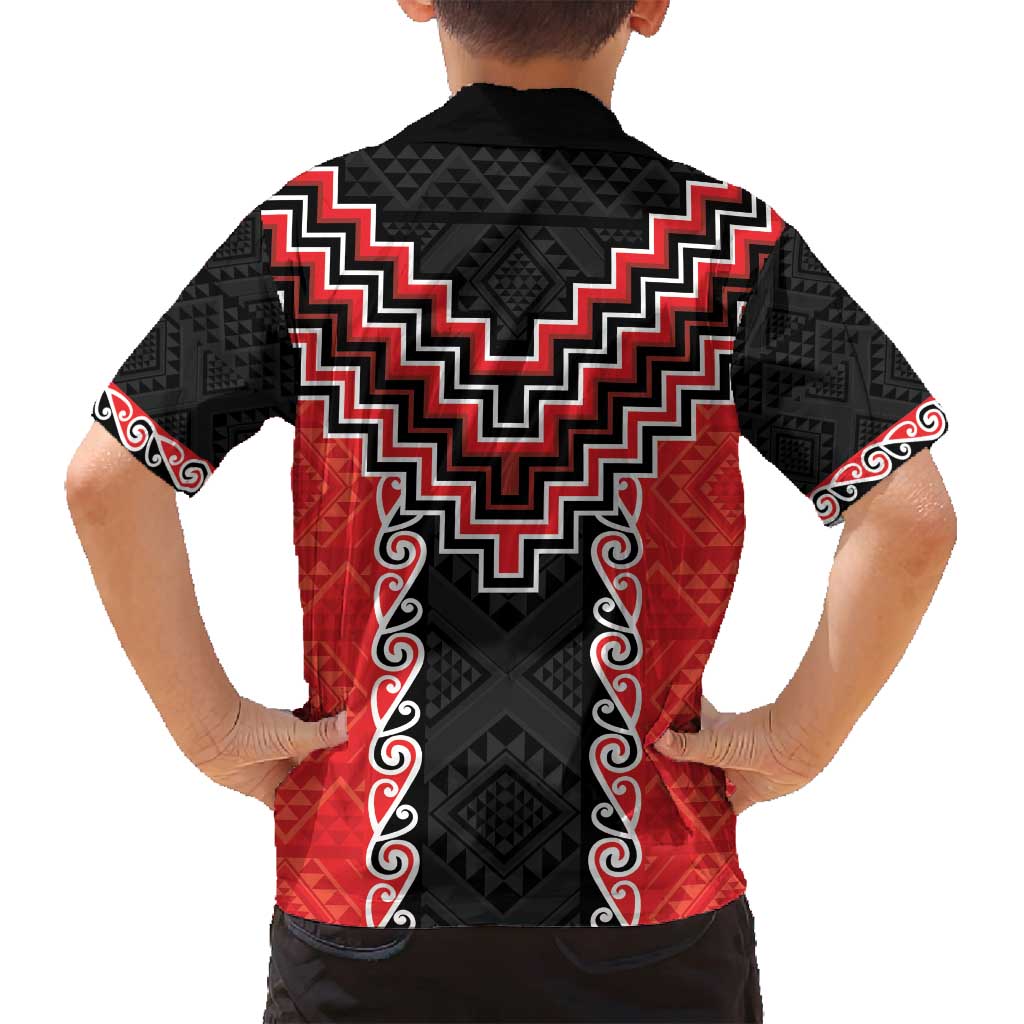 Red Niho Taniwha Mix Poutama Family Matching Tank Maxi Dress and Hawaiian Shirt Unique Taniko Aotearoa LT01 - Polynesian Pride