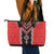 Red Niho Taniwha Mix Poutama Leather Tote Bag Unique Taniko Aotearoa
