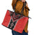Red Niho Taniwha Mix Poutama Leather Tote Bag Unique Taniko Aotearoa
