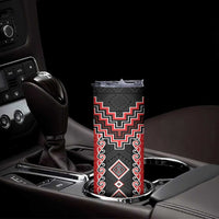 Red Niho Taniwha Mix Poutama Skinny Tumbler Unique Taniko Aotearoa LT01 - Polynesian Pride