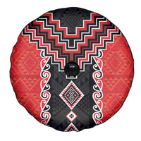 Red Niho Taniwha Mix Poutama Spare Tire Cover Unique Taniko Aotearoa LT01 - Polynesian Pride