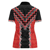 Red Niho Taniwha Mix Poutama Women Polo Shirt Unique Taniko Aotearoa LT01 - Polynesian Pride