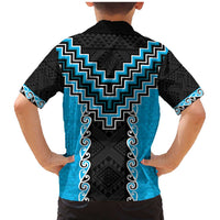 Sky Blue Niho Taniwha Mix Poutama Family Matching Mermaid Dress and Hawaiian Shirt Unique Taniko Aotearoa LT01 - Polynesian Pride