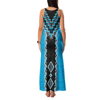 Sky Blue Niho Taniwha Mix Poutama Family Matching Tank Maxi Dress and Hawaiian Shirt Unique Taniko Aotearoa LT01 - Polynesian Pride