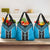 Sky Blue Niho Taniwha Mix Poutama Grocery Bag Unique Taniko Aotearoa