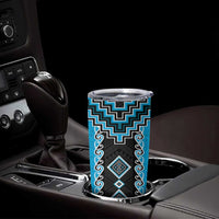 Sky Blue Niho Taniwha Mix Poutama Tumbler Cup Unique Taniko Aotearoa