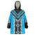 Sky Blue Niho Taniwha Mix Poutama Wearable Blanket Hoodie Unique Taniko Aotearoa