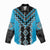 Sky Blue Niho Taniwha Mix Poutama Women Casual Shirt Unique Taniko Aotearoa