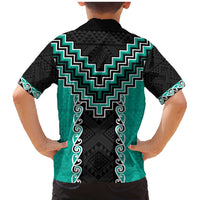 Teal Niho Taniwha Mix Poutama Family Matching Mermaid Dress and Hawaiian Shirt Unique Taniko Aotearoa LT01 - Polynesian Pride
