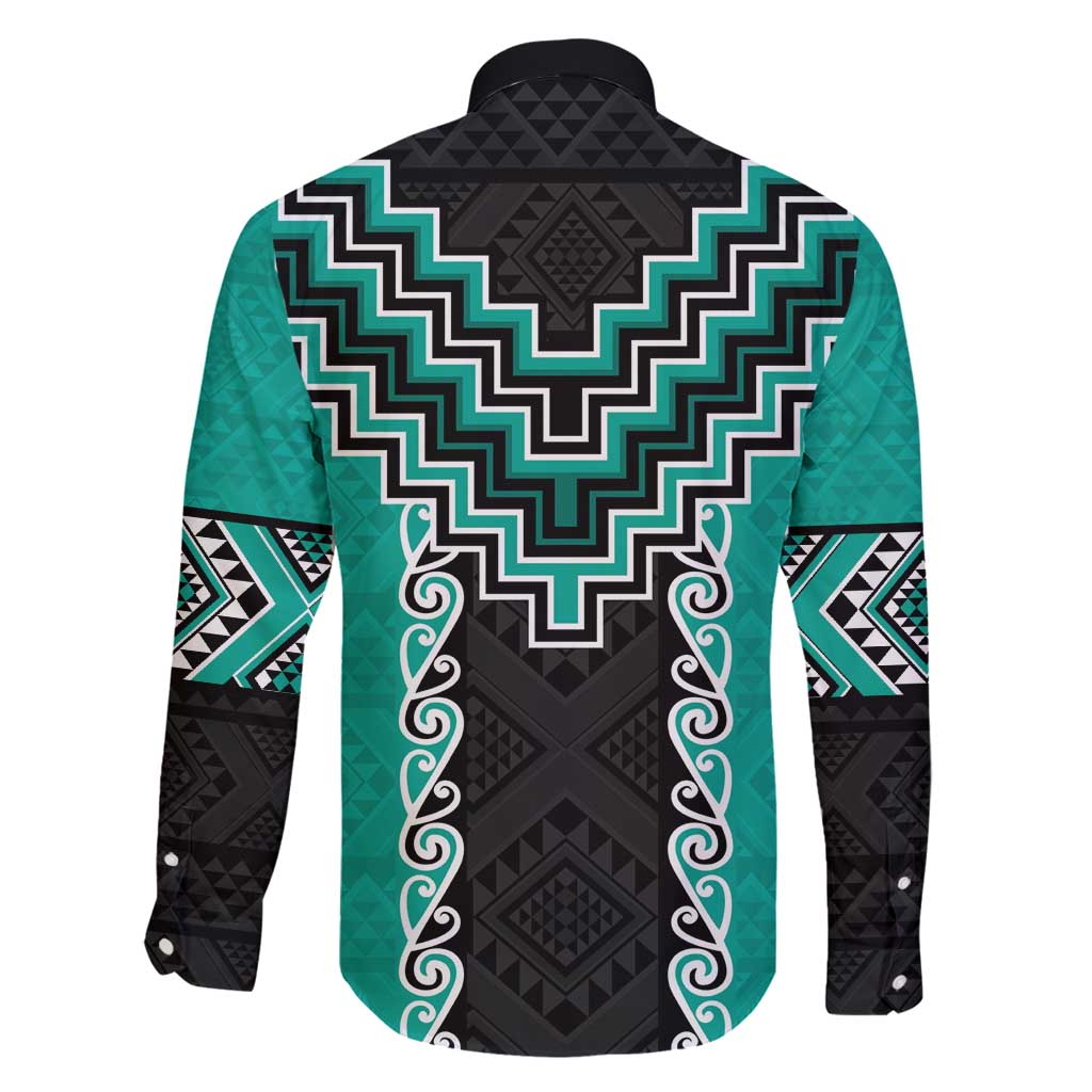 Teal Niho Taniwha Mix Poutama Family Matching Mermaid Dress and Hawaiian Shirt Unique Taniko Aotearoa LT01 - Polynesian Pride