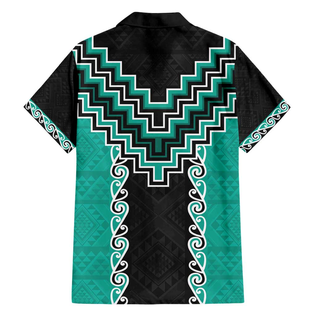 Teal Niho Taniwha Mix Poutama Family Matching Tank Maxi Dress and Hawaiian Shirt Unique Taniko Aotearoa LT01 - Polynesian Pride