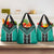 Teal Niho Taniwha Mix Poutama Grocery Bag Unique Taniko Aotearoa