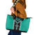 Teal Niho Taniwha Mix Poutama Leather Tote Bag Unique Taniko Aotearoa