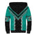 Teal Niho Taniwha Mix Poutama Sherpa Hoodie Unique Taniko Aotearoa