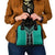 Teal Niho Taniwha Mix Poutama Shoulder Handbag Unique Taniko Aotearoa