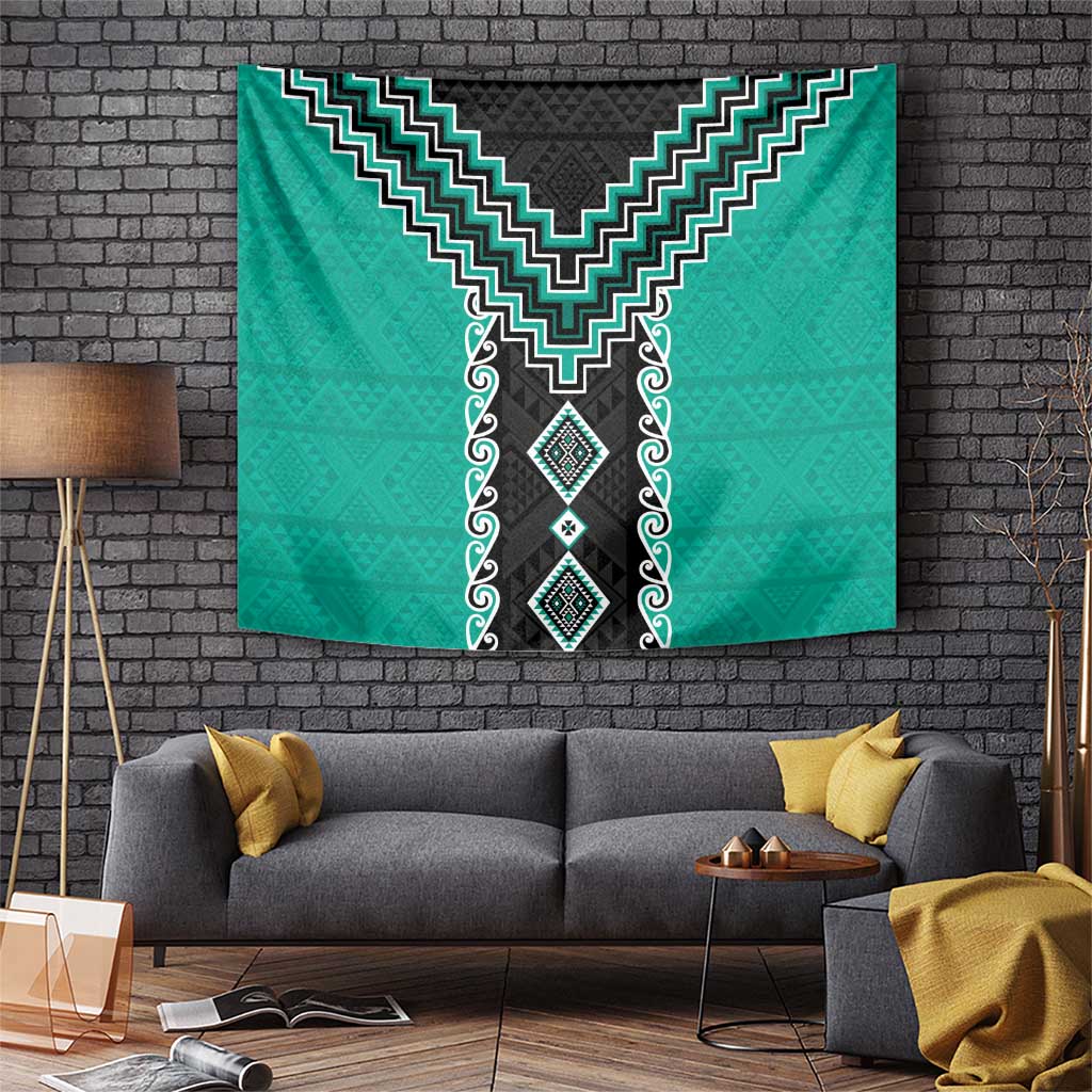 Teal Niho Taniwha Mix Poutama Tapestry Unique Taniko Aotearoa LT01 Teal - Polynesian Pride