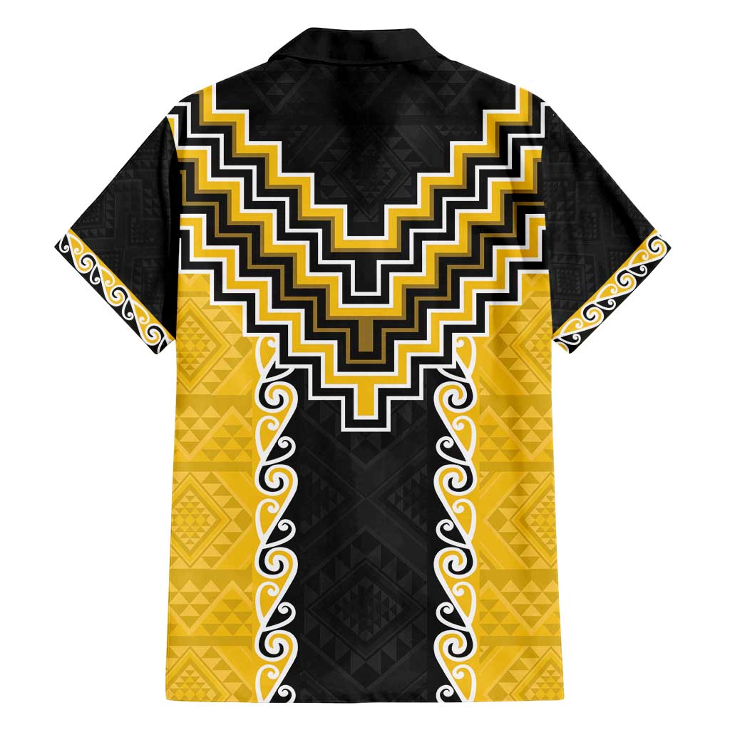 Yellow Niho Taniwha Mix Poutama Family Matching Summer Maxi Dress and Hawaiian Shirt Unique Taniko Aotearoa LT01 - Polynesian Pride