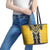 Yellow Niho Taniwha Mix Poutama Leather Tote Bag Unique Taniko Aotearoa