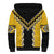 Yellow Niho Taniwha Mix Poutama Sherpa Hoodie Unique Taniko Aotearoa