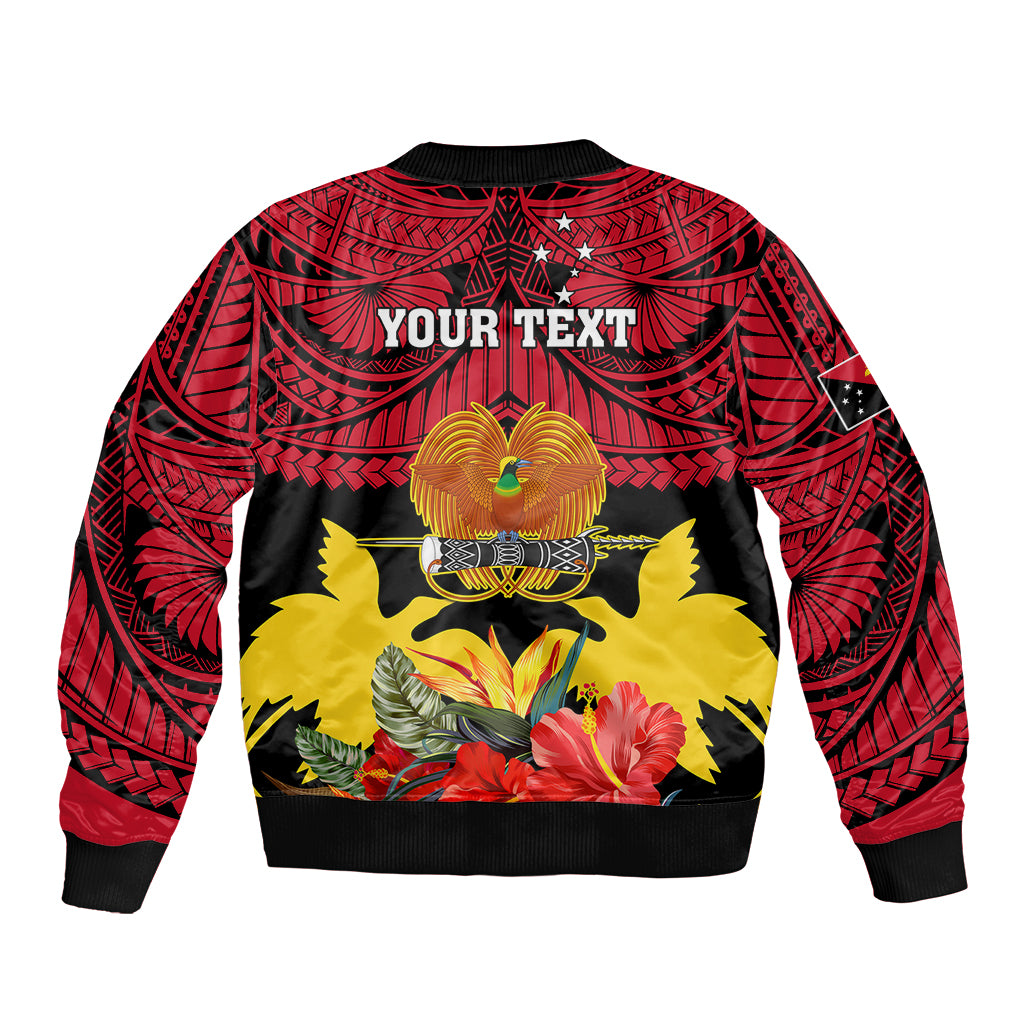 Personalised Papua New Guinea Bomber Jacket Bird Of Paradise Mix Polynesian Pattern LT01 - Polynesian Pride