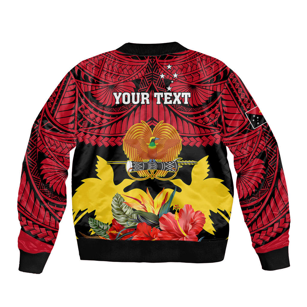 Personalised Papua New Guinea Sleeve Zip Bomber Jacket Bird Of Paradise Mix Polynesian Pattern LT01 - Polynesian Pride