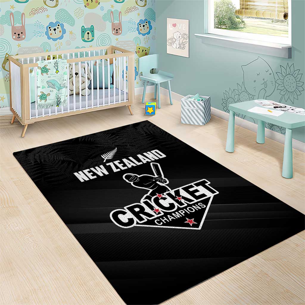 New Zealand Cricket Area Rug Aotearoa Black Cap Come On