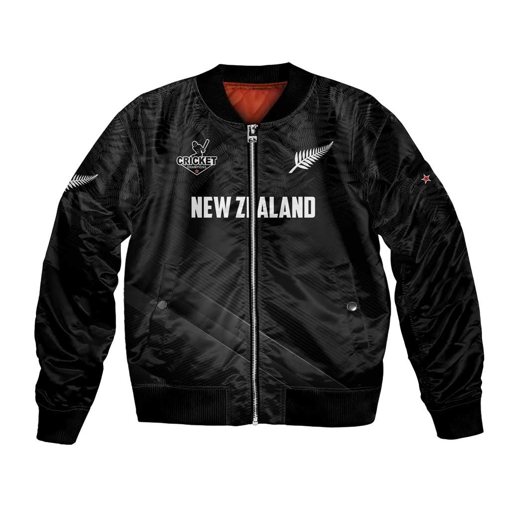 Custom New Zealand Cricket Bomber Jacket Aotearoa Black Cap Come On