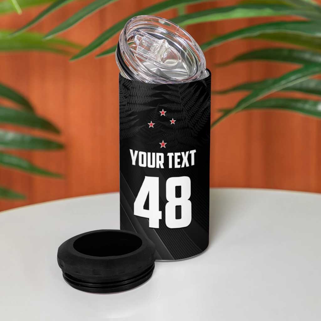 Custom New Zealand Cricket 4 in 1 Can Cooler Tumbler Aotearoa Black Cap Come On