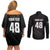 Custom New Zealand Cricket Couples Matching Off Shoulder Short Dress and Long Sleeve Button Shirt Aotearoa Black Cap Come On