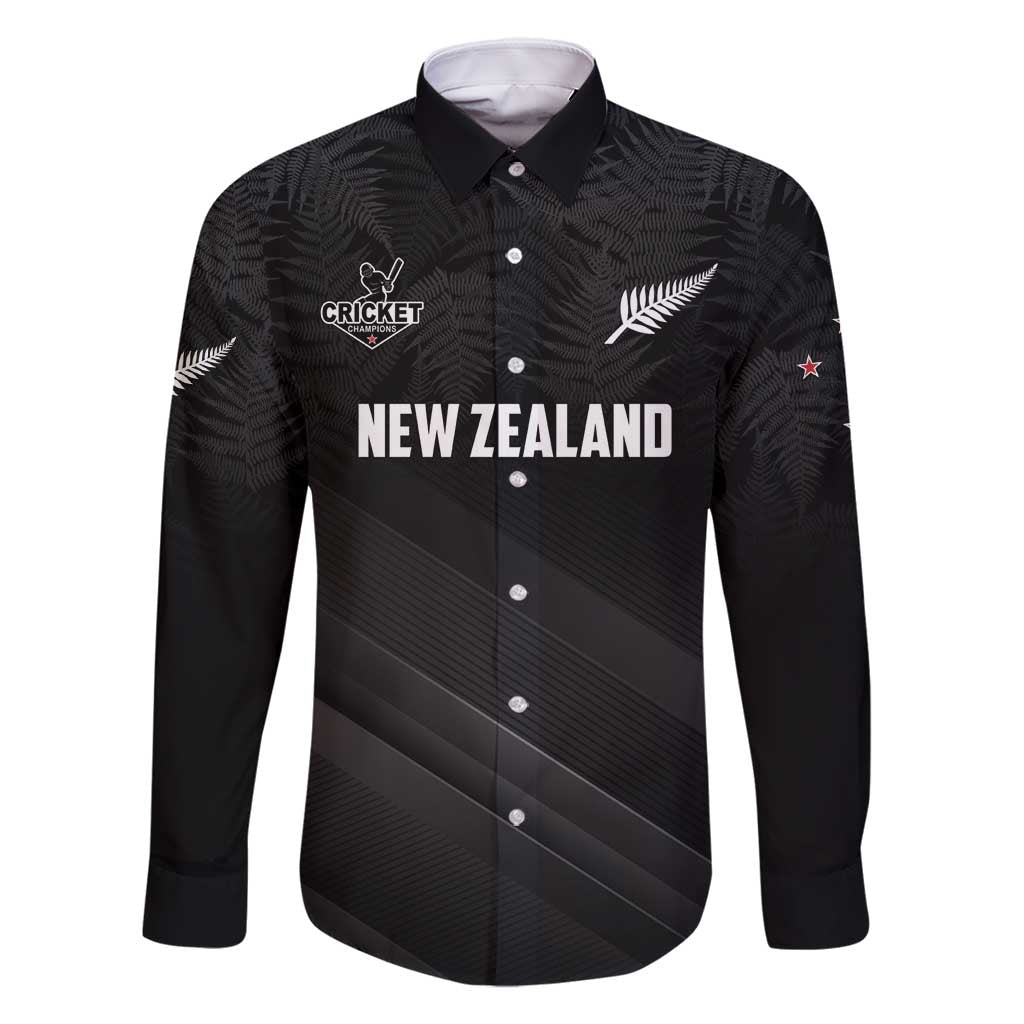 Custom New Zealand Cricket Family Matching Mermaid Dress and Hawaiian Shirt Aotearoa Black Cap Come On LT01 Dad's Shirt - Long Sleeve Black - Polynesian Pride