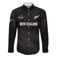 Custom New Zealand Cricket Family Matching Mermaid Dress and Hawaiian Shirt Aotearoa Black Cap Come On LT01 Dad's Shirt - Long Sleeve Black - Polynesian Pride