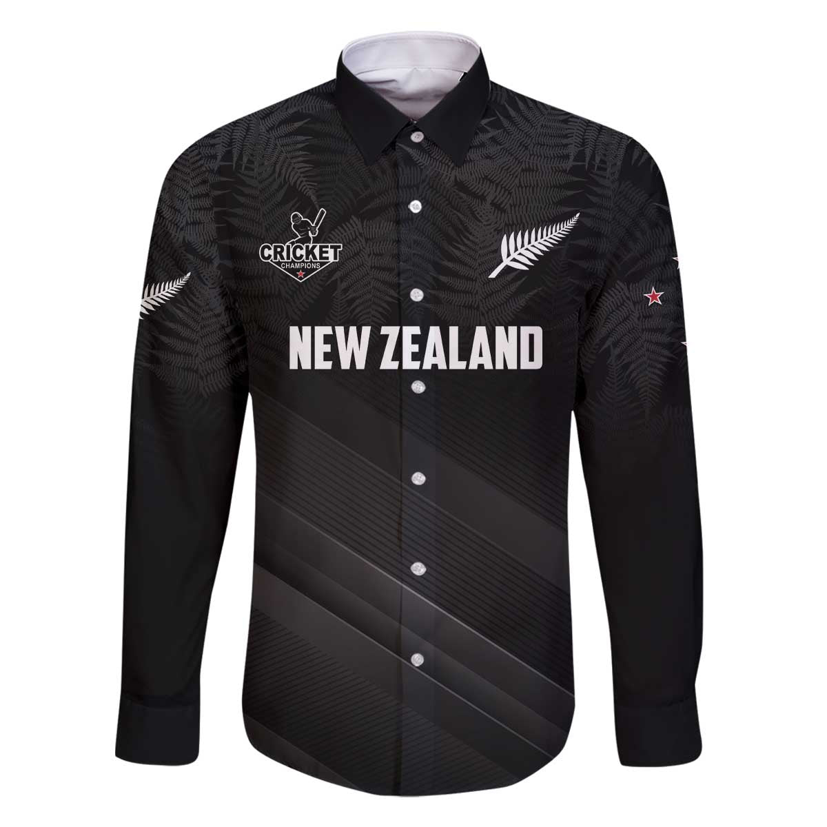 Custom New Zealand Cricket Family Matching Off The Shoulder Long Sleeve Dress and Hawaiian Shirt Aotearoa Black Cap Come On LT01 Dad's Shirt - Long Sleeve Black - Polynesian Pride