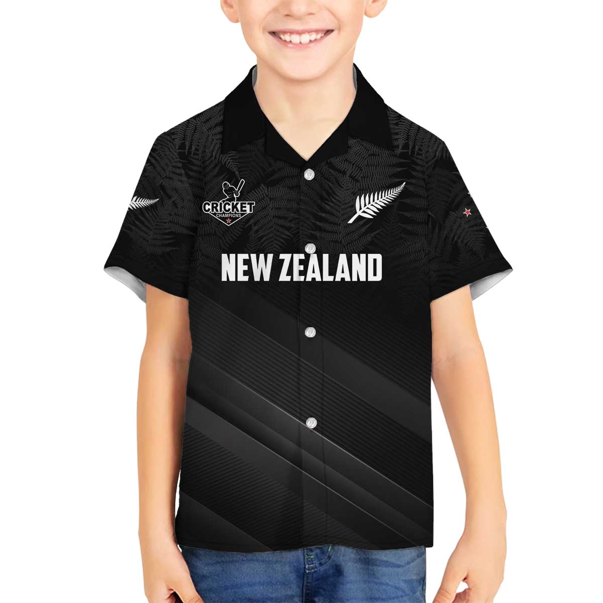 Custom New Zealand Cricket Family Matching Off The Shoulder Long Sleeve Dress and Hawaiian Shirt Aotearoa Black Cap Come On LT01 Son's Shirt Black - Polynesian Pride