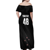 Custom New Zealand Cricket Family Matching Off Shoulder Maxi Dress and Hawaiian Shirt Aotearoa Black Cap Come On LT01 - Polynesian Pride