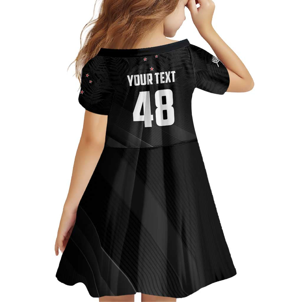 Custom New Zealand Cricket Family Matching Off Shoulder Short Dress and Hawaiian Shirt Aotearoa Black Cap Come On LT01 - Polynesian Pride