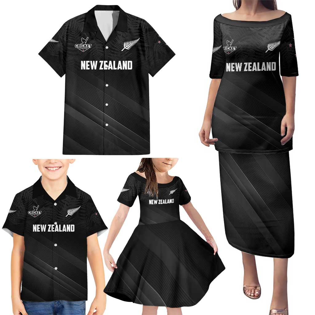 Custom New Zealand Cricket Family Matching Puletasi and Hawaiian Shirt Aotearoa Black Cap Come On LT01 - Polynesian Pride
