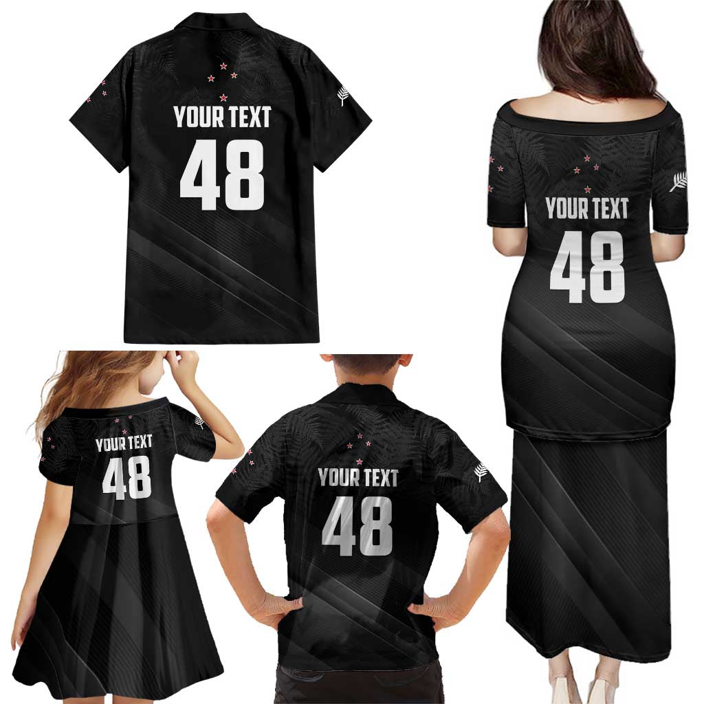Custom New Zealand Cricket Family Matching Puletasi and Hawaiian Shirt Aotearoa Black Cap Come On LT01 - Polynesian Pride
