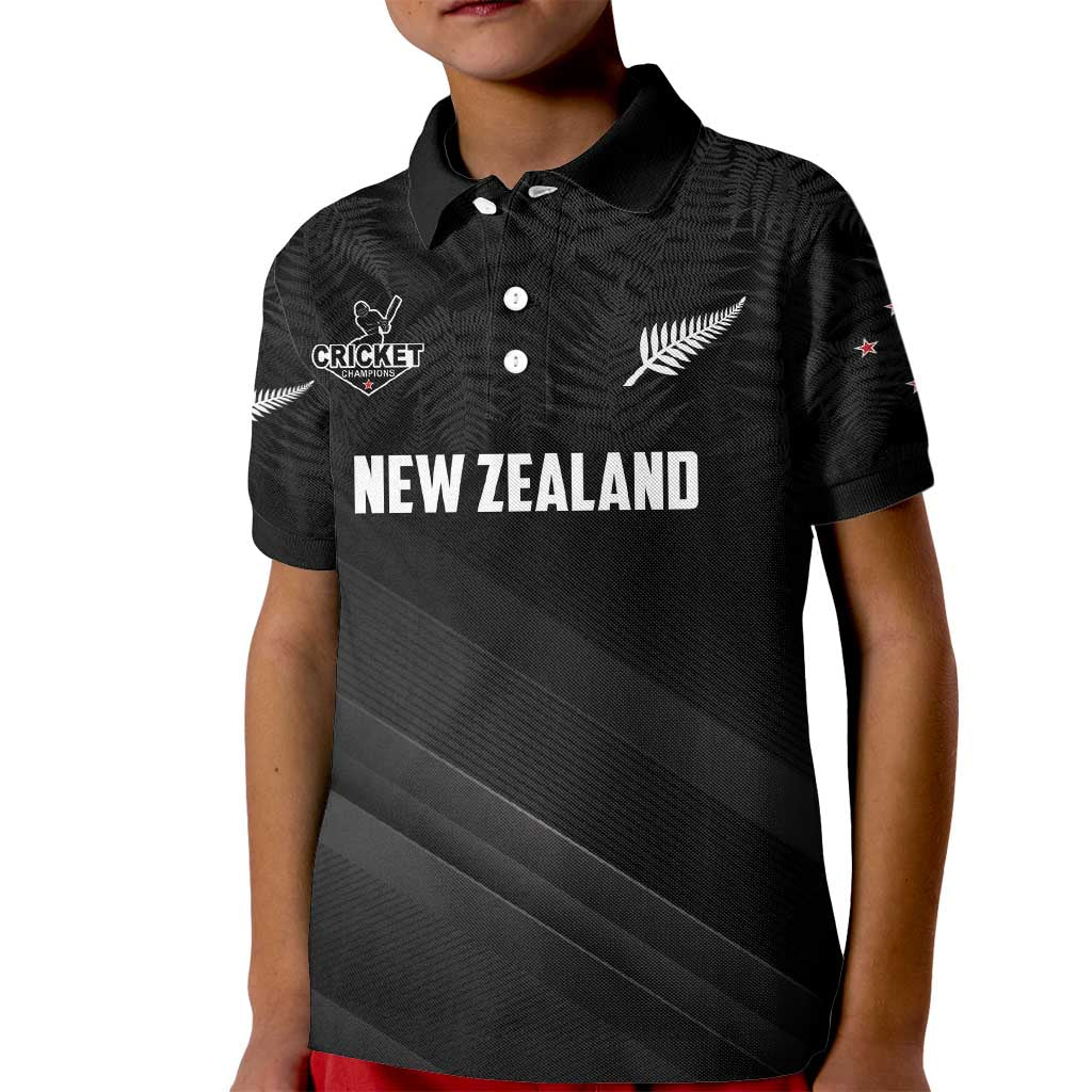 Custom New Zealand Cricket Kid Polo Shirt Aotearoa Black Cap Come On LT01 Kid Black - Polynesian Pride