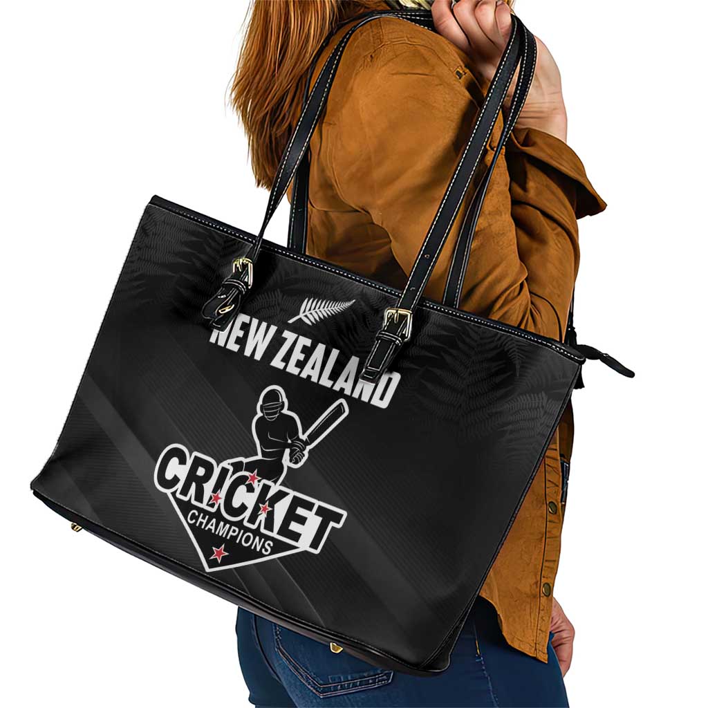 New Zealand Cricket Leather Tote Bag Aotearoa Black Cap Come On