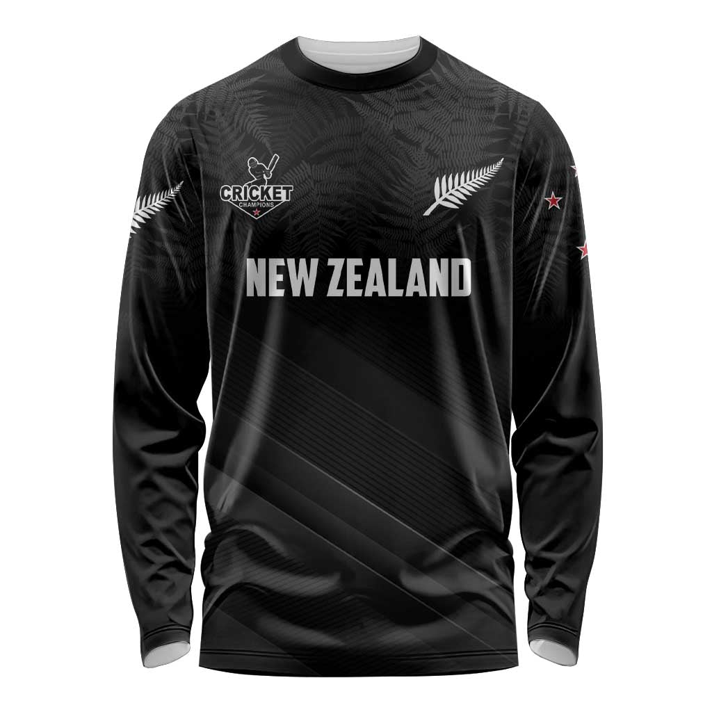 Custom New Zealand Cricket Long Sleeve Shirt Aotearoa Black Cap Come On