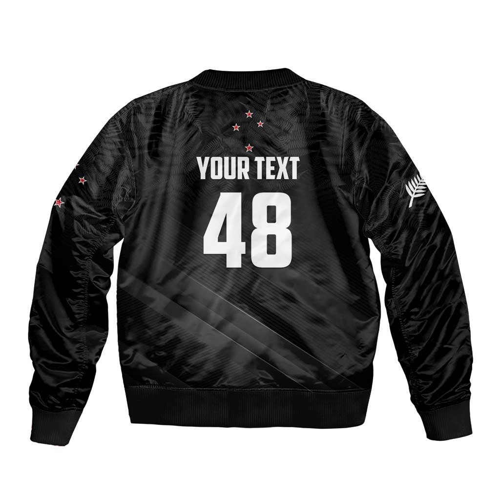 Custom New Zealand Cricket Sleeve Zip Bomber Jacket Aotearoa Black Cap Come On