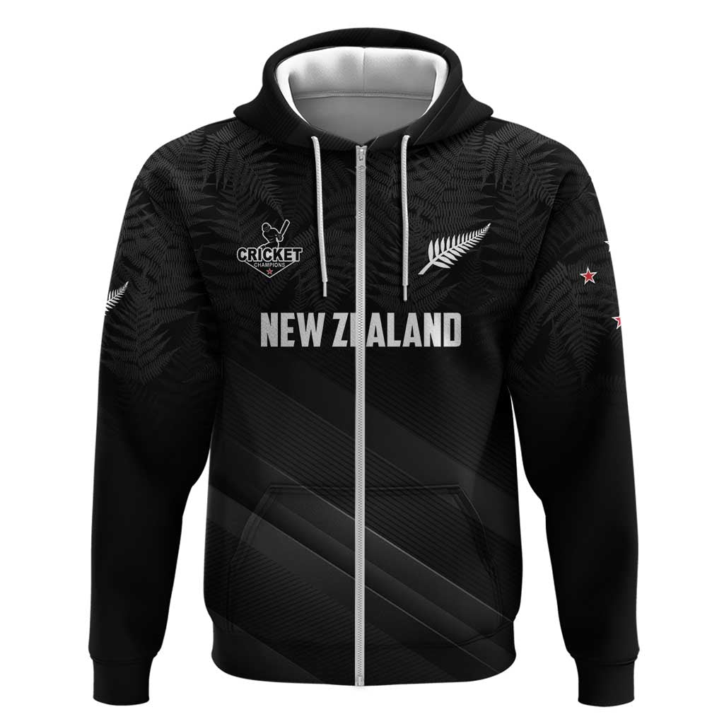 Custom New Zealand Cricket Zip Hoodie Aotearoa Black Cap Come On LT01 Zip Hoodie Black - Polynesian Pride