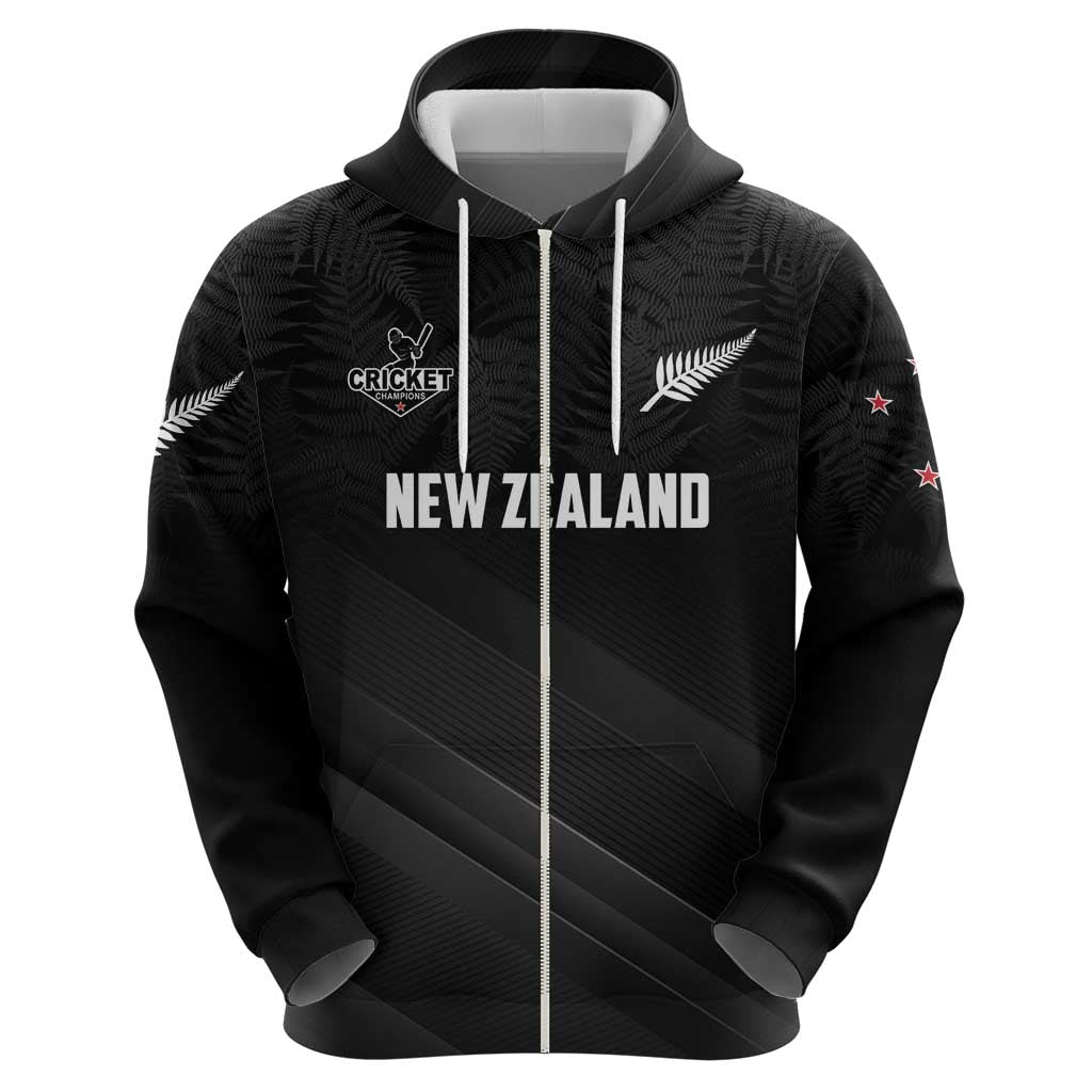 Custom New Zealand Cricket Zip Hoodie Aotearoa Black Cap Come On LT01 - Polynesian Pride