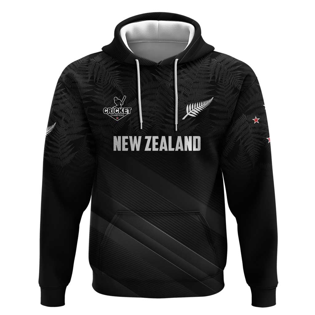 Custom New Zealand Cricket Zip Hoodie Aotearoa Black Cap Come On LT01 Pullover Hoodie Black - Polynesian Pride