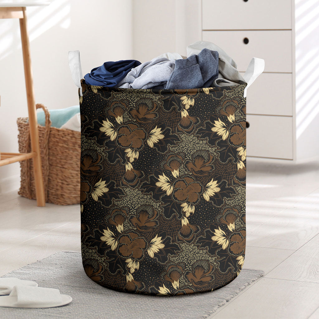 Javanese Batik Semen Laundry Basket Indonesian Traditional Pattern LT01 Black - Polynesian Pride