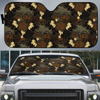 Javanese Batik Semen Auto Sun Shade Indonesian Traditional Pattern LT01 Black - Polynesian Pride