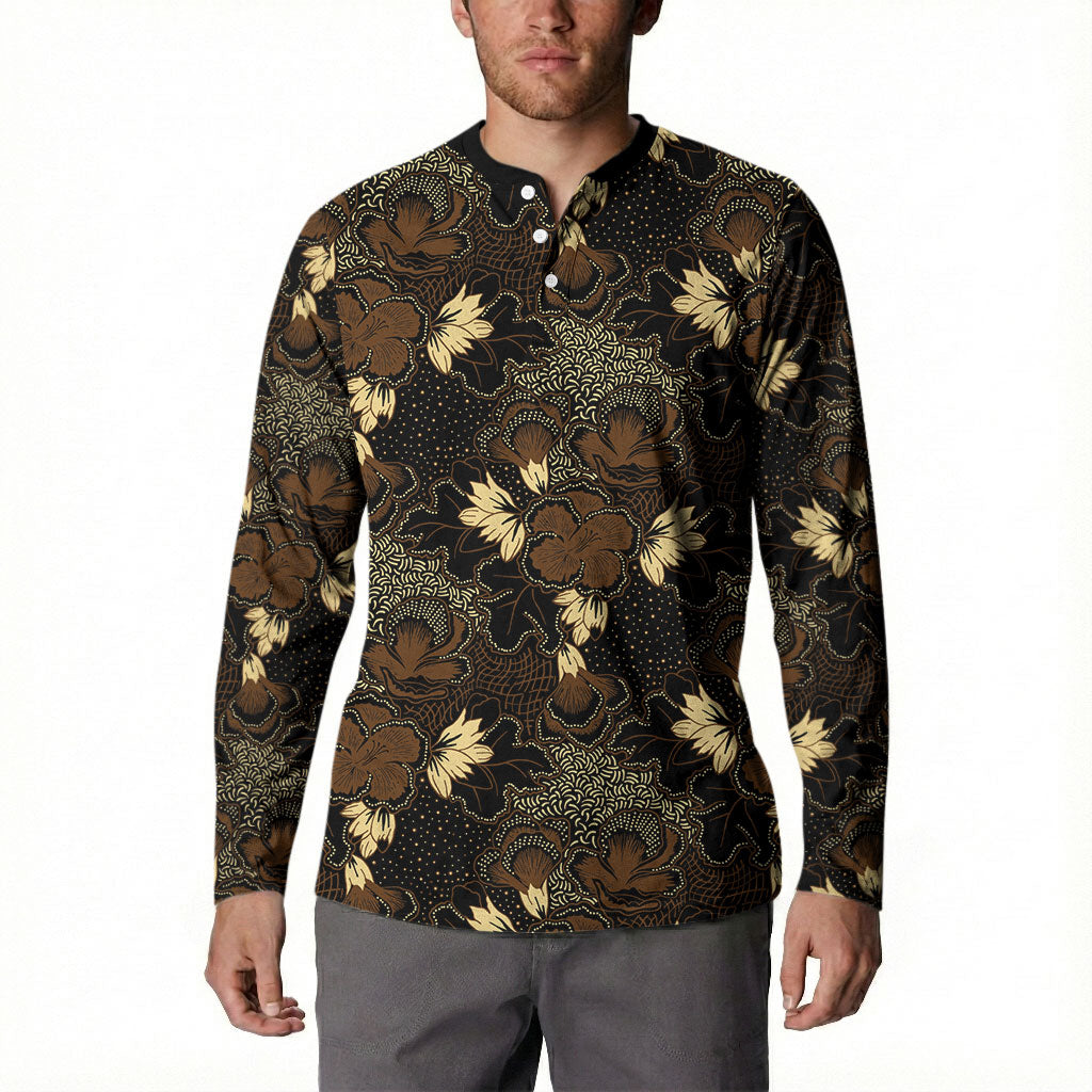 Javanese Batik Semen Button Sweatshirt Indonesian Traditional Pattern LT01 - Polynesian Pride
