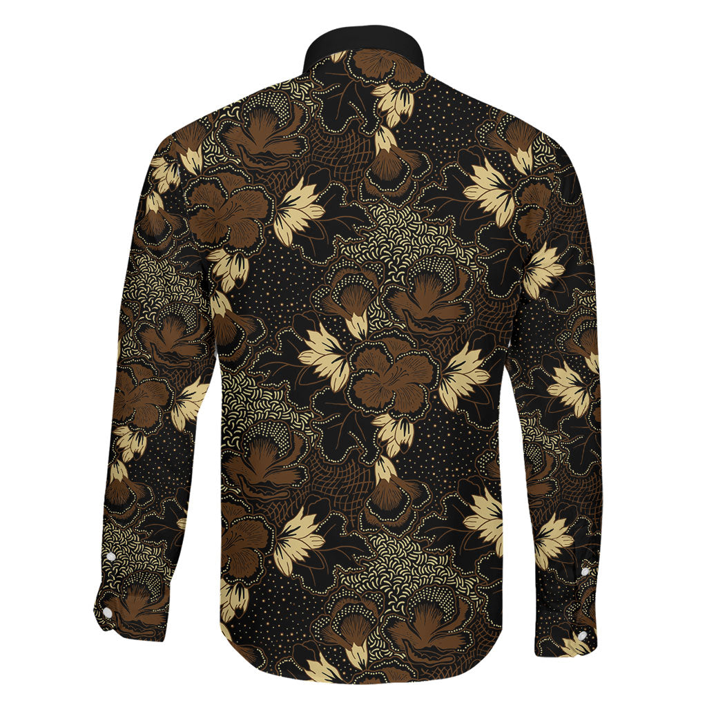Javanese Batik Semen Family Matching Off The Shoulder Long Sleeve Dress and Hawaiian Shirt Indonesian Traditional Pattern