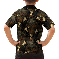 Javanese Batik Semen Family Matching Off Shoulder Short Dress and Hawaiian Shirt Indonesian Traditional Pattern