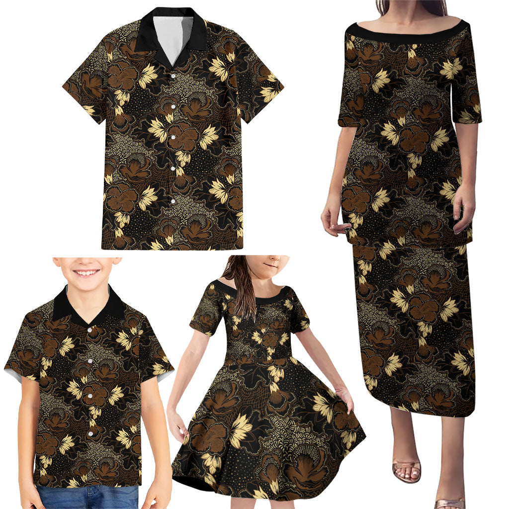 Javanese Batik Semen Family Matching Puletasi and Hawaiian Shirt Indonesian Traditional Pattern